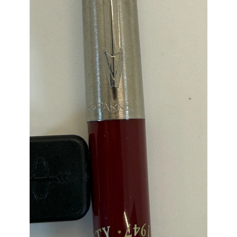 VTG Parker Jotter Ballpoint Pen Burgundy Silver The Folio Society‎ 1947 Logo